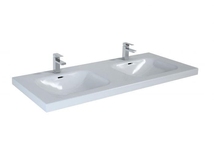 Umywalka ceramiczna ROCA Iwa 120 meblowa DUO 2 - komorowa 1255 x 505 x 50 mm biała | RE041200098060
