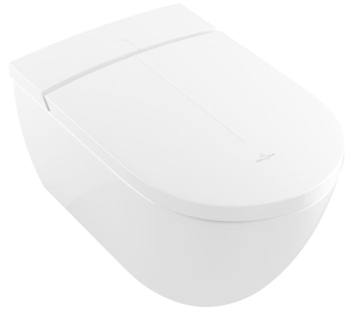 Miska WC ceramiczna VILLEROY & BOCH ViClean I200 myjąca wisząca bezrantowa 220-240 V AC/50Hz 38.5 x 59.5 x 40 cm weiss alpin z powłoką CeramicPlus z pilotem zdalnego sterowania i deską z pokrywą
