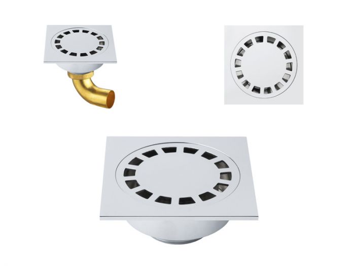 Karta odpływowa VEDO 100 mosiężna 100 x 100 mm, króciec odpływowy o śr. 38 mm chrom  | VSY1044CH
