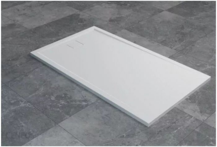 Brodzik konglomeratowy prostokątny SANSWISS LIVADA W20AS 800 /101400 /1037 /10cm z odpływ punktowym umieszczonym na krótszym boku biały | W20AS08014004