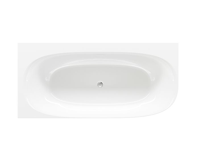 Wanna przyścienna prawa RIHO VITALLE VitaLux 1700 x 800 x 580 mm biały połysk z korkiem klik-klak i nakładką na przelew  w białym kolorze  | B097008005