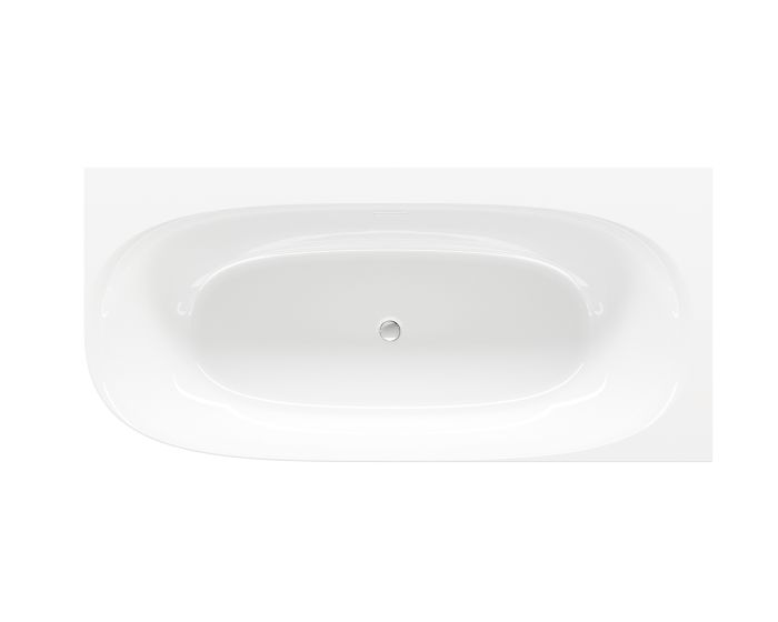 Wanna przyścienna, lewa RIHO VITALLE VitaLux 1700 x 800 x 580 mm biały połysk z korkiem klik-klak i nakładką na przelew  w białym kolorze  | B098008005