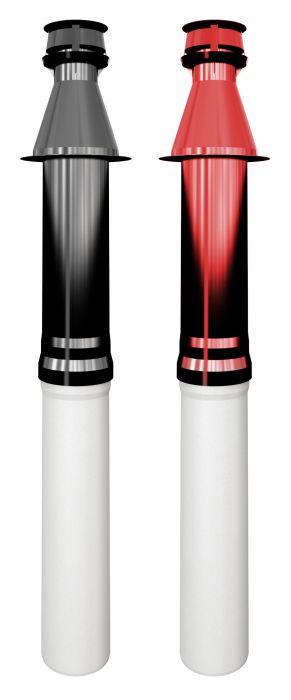 Wyjście pionowe tworzywo sztuczne obejma (czarne) DN80/125mm 1.16 m