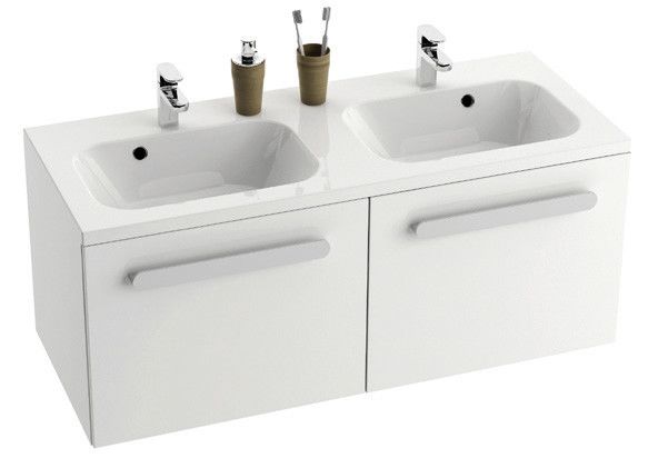 Szafka podumywalkowa impregnowana płyta MFPB i MDF 1200 x 490 x 470 mm biała połysk 2 drzwiczki RAVAK Chrome 1200 | X000000536