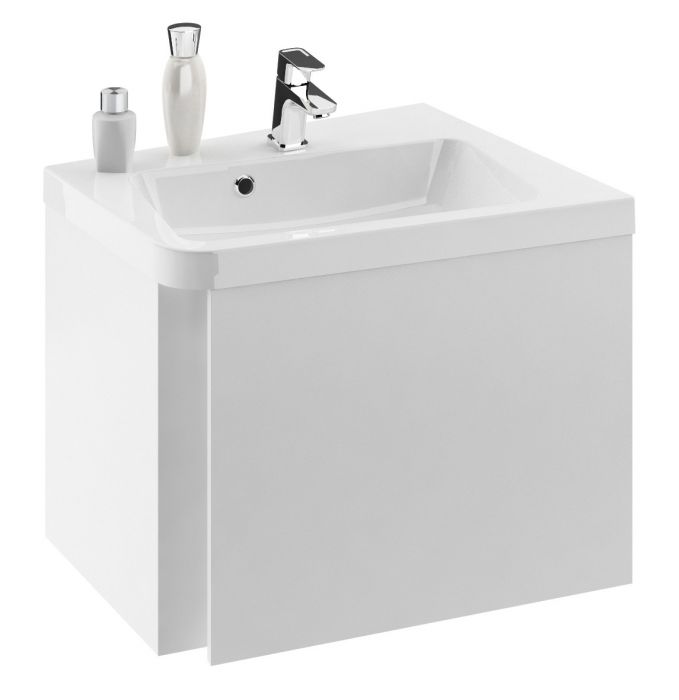 Szafka podumywalkowa narożna impregnowana płyta MFPB i MDF 550 x 485 x 450 mm biała 1 drzwiczki RAVAK 10° | X000000742