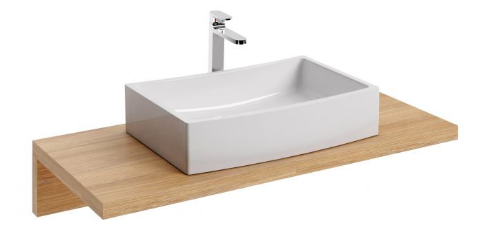 Blat podumywalkowy do umywalki Formy impregnowany MDF i fornir 800 x 550 x 50 mm dąb RAVAK | X000000833