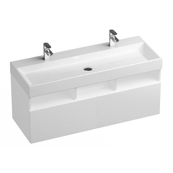 Szafka podumywalkowa pod umywalkę Natural Duo wisząca MDF 1200 x 450 x 450 mm biała połysk RAVAK SD Natural 1200 | X000001053