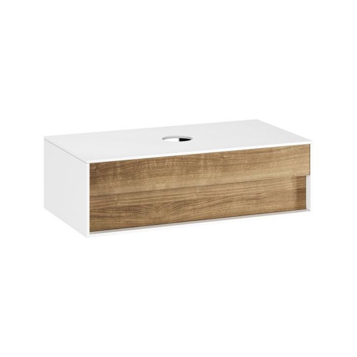 Szafka podumywalkowa wisząca 1000 x 540 x 305 mm biała/orzech z 1 szufladą RAVAK STEP SD 1000 | X000001418