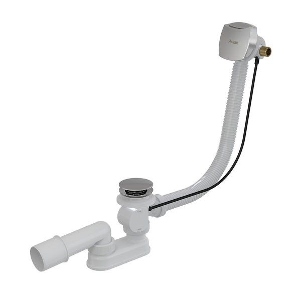 Syfon wannowy RAVAK metalowy chrom z przelewem, z korkiem klik-klak | X01506
