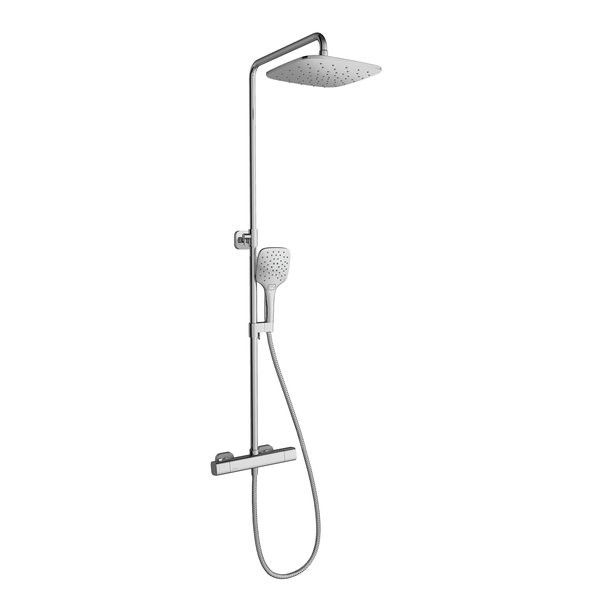 Kolumna prysznicowa RAVAK 10° TD F 091.00/150 ścienna głowica kwadratowa 250x250 mm chrom z baterią natryskową termostatyczną, deszczownicą i rączką prysznicową  | X070141