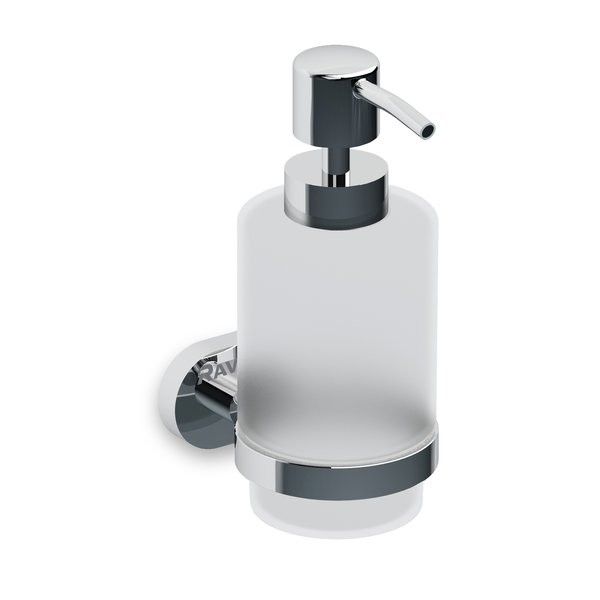 Dozownik na mydło w płynie RAVAK Chrome szklany wysokość 158 mm, głębokość 126 mm błyszczący chrom | X07P223