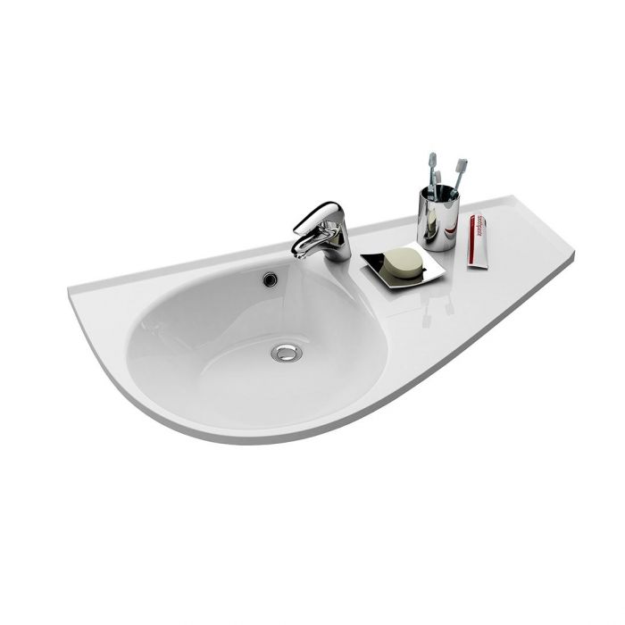 Umywalka konglomeratowa RAVAK Avocado asymetryczny z otworem z przelewem 950 x 350 x 190 mm biała | XJ9L1100000