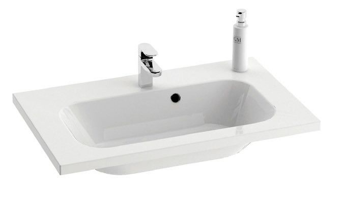 Umywalka mix dolomitu i żywicy RAVAK Chrome 700 wisząca z otworem 700 x 490 mm biała  | XJG01170000