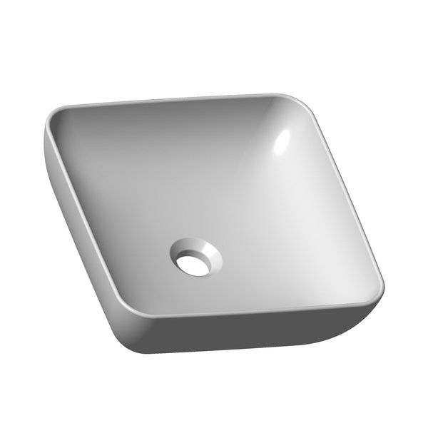 Umywalka ceramiczna RAVAK Uni 380 S Slim nablatowa kwadratowy bez otworu bez przelewu bez korka 380 x 380 x 125 mm biała | XJX01138001
