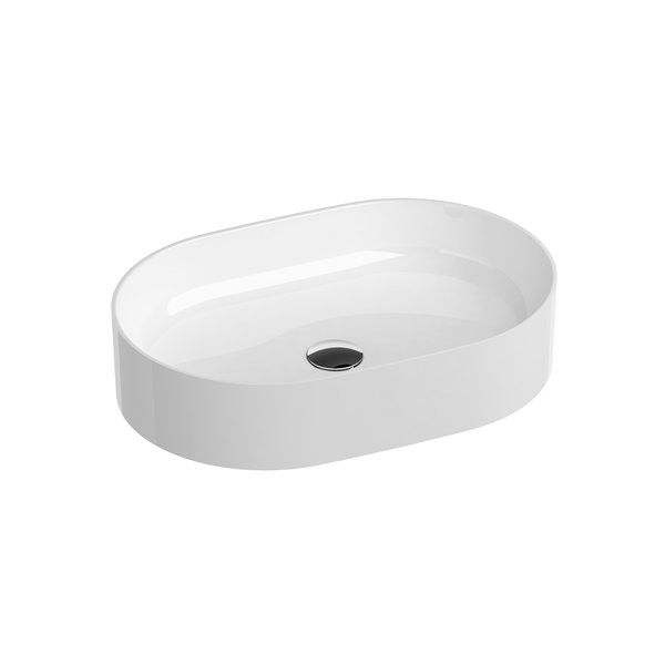 Ceramic Slim O umywalka ceramiczna nablatowa owalny bez przelewu 550 x 370 x 120 mm biała