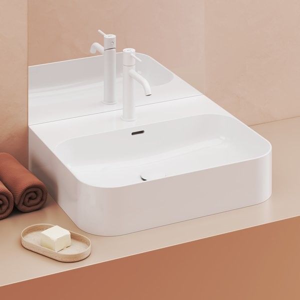 Umywalka ceramiczna RAVAK Ceramic Slim R nablatowa przyścienna prostokątny z otworem z przelewem 550 x 450 x 120 mm biała | XJX01155006