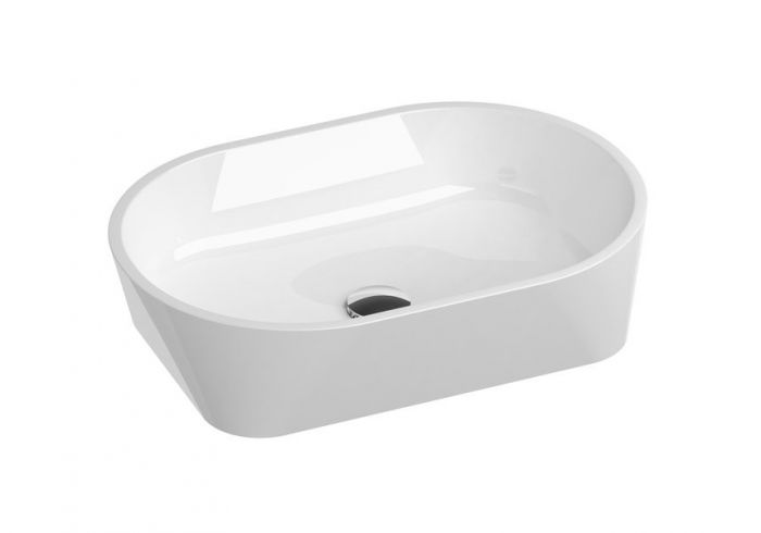Umywalka ceramiczna RAVAK Solo nablatowa owalny bez otworu bez przelewu 580 x 400 x 140 mm biała | XJX01358000