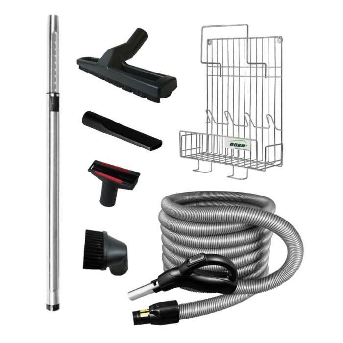 Zestaw akcesoriów Basic Super 7,5m zawiera: uniwersalną ssawkę do podłóg 30 cm (SZN345), ssawkę szczelinową (ACS002), ssawkę okrągła z włosiem (ACS005), ssawkę do tapicerki (ACS004), wąż ssący 7,5m ON/OFF z obrotowy