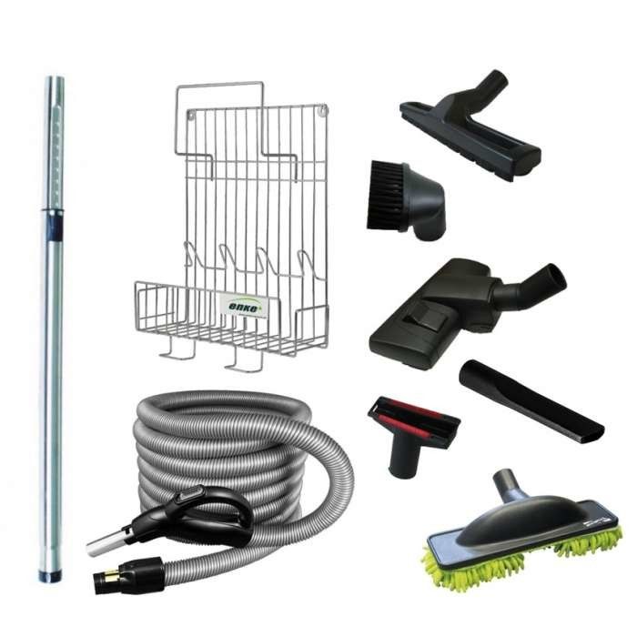 Zestaw akcesoriów Comfort Super 9,0 zawiera: wąż ssący Swing 9,0 m ON/OFF, rurę ssącą teleskopową, ssawkę 30 cm, ssawkę szczelinową, ssawkę do tapicerki, ssawkę okrągłą z włosiem, kosz na akcesoria, szczotkę dwuklawi