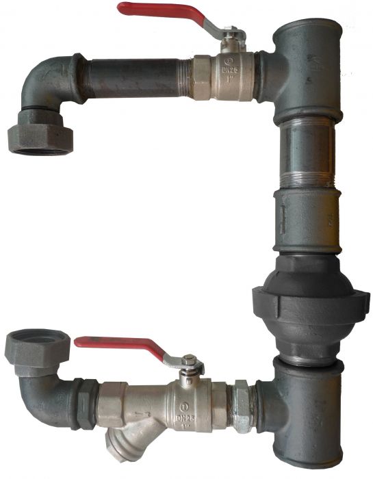 Zestaw różnicowo-pompowy z zaworem różnicowym 1 1/2” dodatkowo w zestawie: zawór kulowy 1” W/Z z dławicą, zawór kulowy z filtrem 1” z dławicą