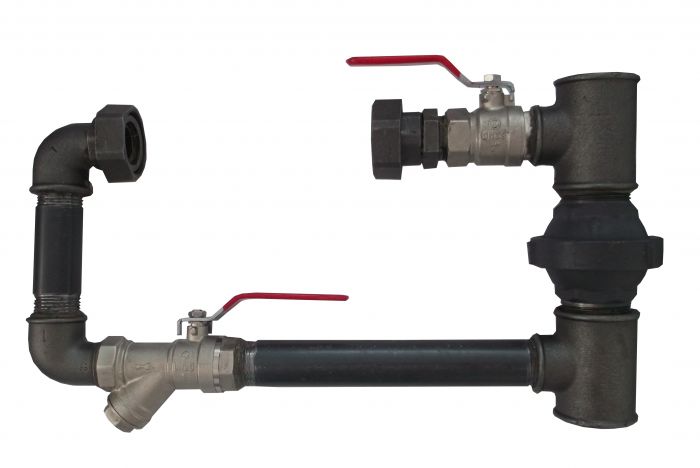 Zestaw różnicowo-pompowy z zaworem różnicowym 1 1/2" dodatkowo w zestawie: zawór kulowy 1” W/Z z dławicą, zawór kulowy z filtrem 1” i dławicą