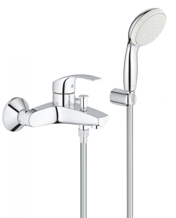 Bateria wannowa ścienna GROHE Eurosmart 1-uchwytowa 2-otworowa mosiężna chrom | 3330220A