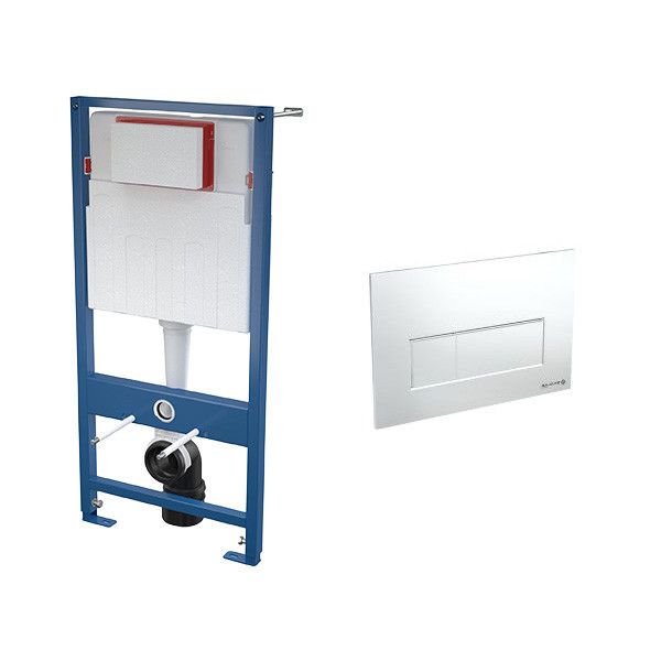 Stelaż do WC podtynkowy z przyciskiem chrom, dopływ wody od tyłu, podwójne spłukiwanie mechaniczne 2/4 litra ALCA SKALAR SET 510 x 129 x 1095 mm  | SKASETC