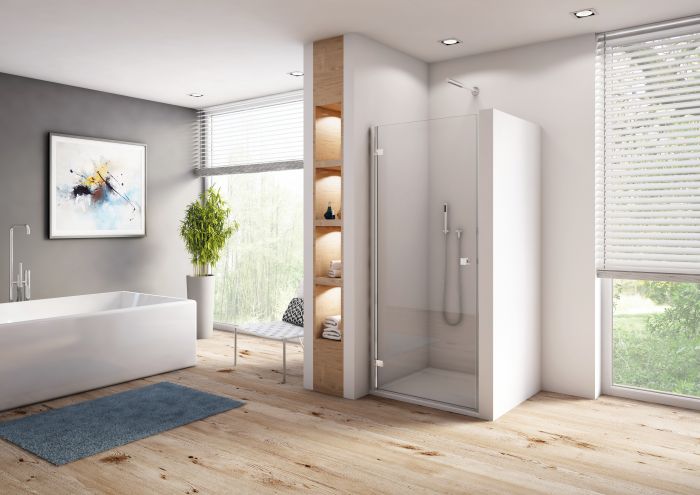 Drzwi 1-częściowe SANSWISS ANNEA AN1C strona lewa 900 x 2000 mm srebrne połysk szkło hartowane przezroczyste z powłoką AQUAPERLE | AN1CG09005007