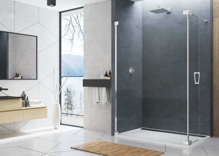 Ścianka wolnostojąca z elementem ruchomym 180 st. SANSWISS CADURA CADUO strona lewa 1000 x 2000 mm biała mat szkło hartowane przezroczyste z powłoką AQUAPERLE | CADUOG1000907