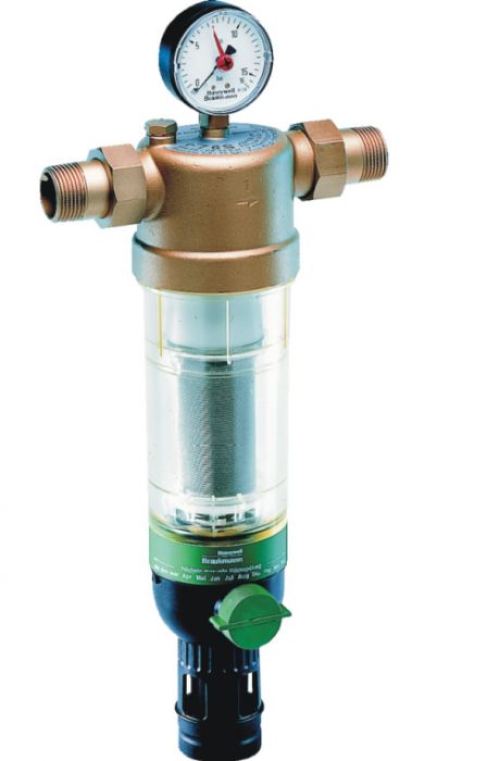 Filtr do wody z płukaniem wstecznym przyłącze gwintowane, z mosiężną komorą filtracyjną, siatka filtracyjna 100 mikronów Braukmann F76S 1 1/2" GZ PN 25 Kvs 21