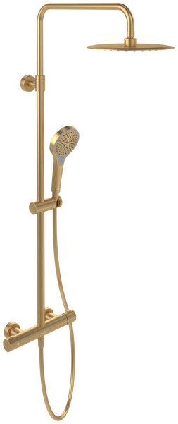 System prysznicowy z trzema rodzajami strumienia VILLEROY & BOCH Verve Showers brushed gold skład wyposażenia: 1x drążek prysznicowy z suwakiem, 1x słuchawka prysznicowa z trzema rodzajami strumienia, 1x wąż do słuchawki prysznicowej: 1600 mm, 1x głowica