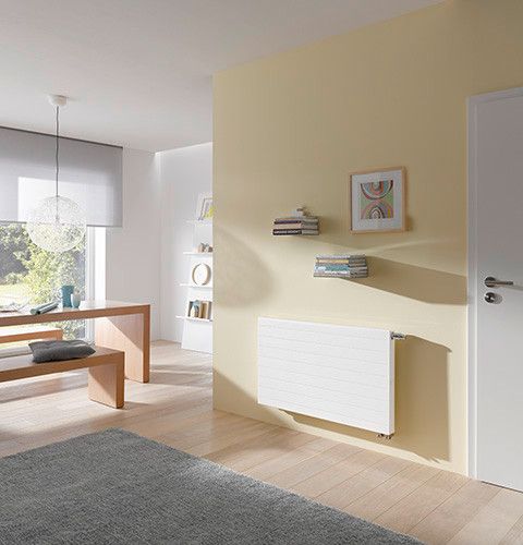 Grzejnik płytowy therm-x2 Line-V typ 22 429 W 505 x 405 x 102 mm RAL 9016 biały przyłącze dolne lewe | PLV220500401L1K