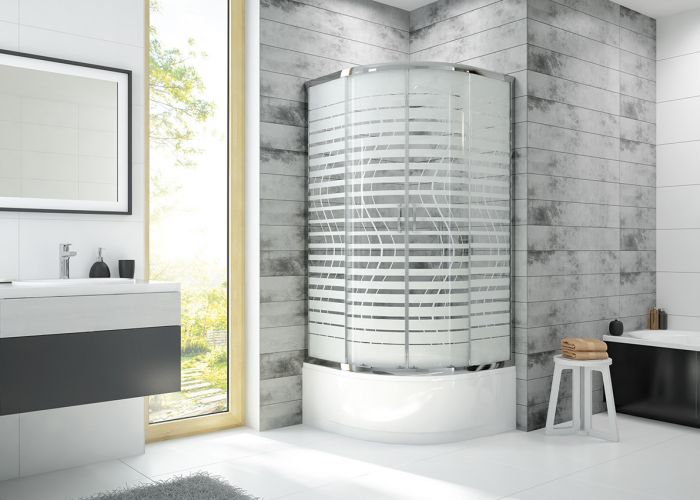 Kabina narożna półokrągły SANPLAST Fris kpl-KP4/FRIS-80/170-S 800 x 2070 mm srebrna błyszcząca szkło hartowane transparentne W0 | 602330035038400