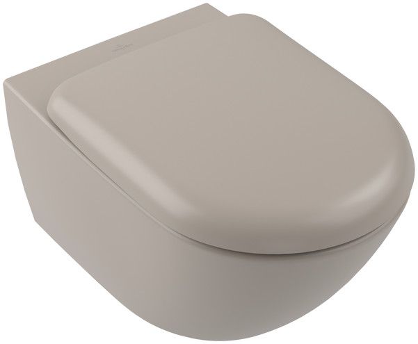 Miska WC bez kołnierza, podwieszany wraz z TwistFlush, Almond CeramicPlus VILLEROY & BOCH Antao wirowa w komplecie zestaw mocujący 37 x 53 cm almond | 4674T0AM