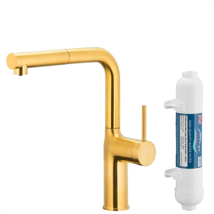Bateria kuchenna z funkcją filtracji wody ARMATURA KRAKÓW DUERO PURE MOVE brushed gold  | 662342231