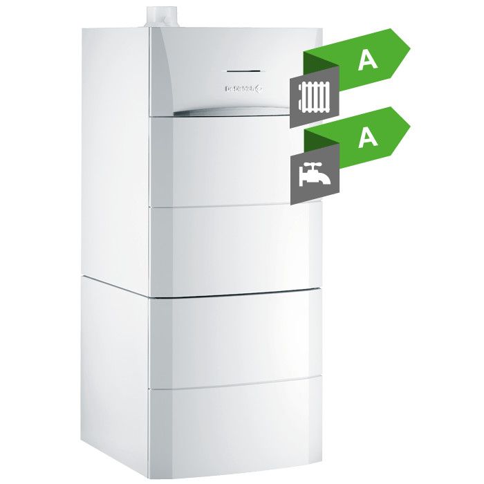 Kocioł gazowy kondensacyjny 1-funkcyjny stojący 25.5 kW DE DIETRICH Modulens G AGC 25 /V 100 HL z warstwowym podgrzewaczem c.w.u. emaliowanym, umieszczonym pod kotłem | 100018109HC