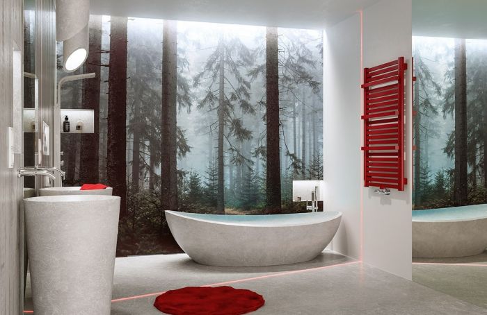 Grzejnik pionowy prosty z półką Nadir DR/P AD-DR/P 120/55 572 W 1210x  565 x 105 mm 10 quartz 2 przyłącze dolne środkowe 21  | 10130111352110