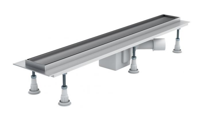Odpływ prysznicowy liniowy SCHEDPOL BASE z maskownicą PLATE z syfonem VIEGA w zestawie z aluminium anodowanego 800 x 80 x 95 mm | OLP80ST