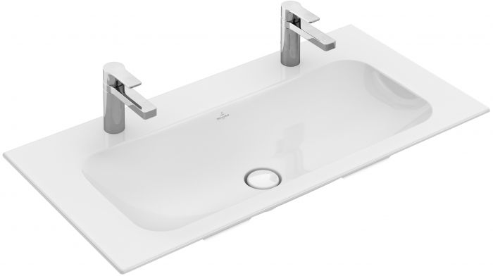 Umywalka ceramiczna VILLEROY & BOCH Finion meblowa prostokątny 2-otworowa bez przelewu 1000 x 500 mm weiss alpin z powłoką CeramicPlus | 4164A1R1