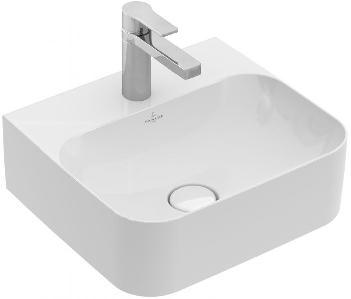 Umywalka ceramiczna VILLEROY & BOCH Finion ścienna mała prostokątny bez przelewu 430 x 390 mm weiss alpin z powłoką CeramicPlus | 436443R1