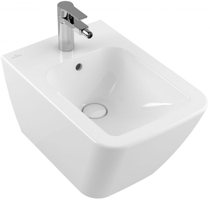 Bidet ceramiczny z powłoką CeramicPlus VILLEROY & BOCH Finion podwieszany 37.5 x 56 cm stone white  | 446500RW