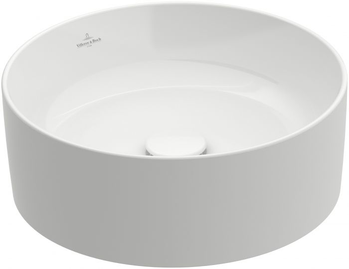 Umywalka TitanCeram VILLEROY & BOCH Collaro nablatowa okrągły bez otworu bez przelewu 400 x 400 x 145 mm weiss alpin | 4A184001