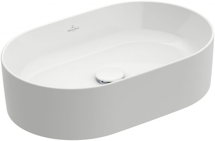 Umywalka TitanCeram VILLEROY & BOCH Collaro nablatowa owalny 560 x 360 x 145 mm stone white z powłoką CeramicPlus | 4A1956RW