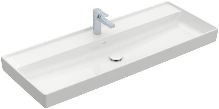 Umywalka TitanCeram VILLEROY & BOCH Collaro meblowa prostokątny z otworem bez przelewu 1200 x 470 mm weiss alpin z powłoką CeramicPlus | 4A33C2R1