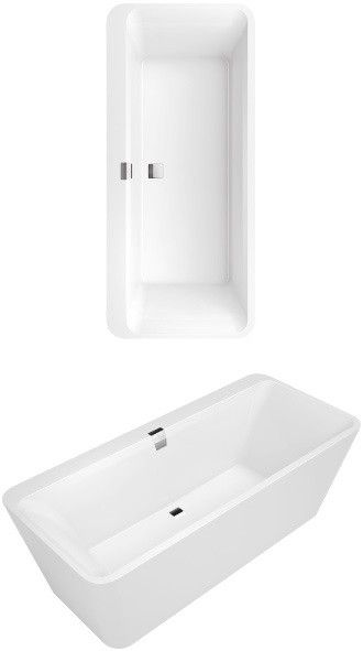Wanna Quaryl prostokątny bez rantu VILLEROY & BOCH WELLNESS Squaro Excellence Duo 1800 800 x 520 mm weiss alpin system dopływowy wstępnie zamontowany | UBQ180SQE9T2V01