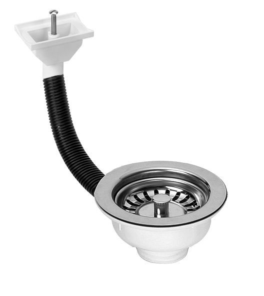 Spust zlewozmywakowy przelew horyzontalny MCALPINE 1 1/2" x 113 mm z wyciąganym sitkiem ze stali nierdzewnej | FSW50PDR