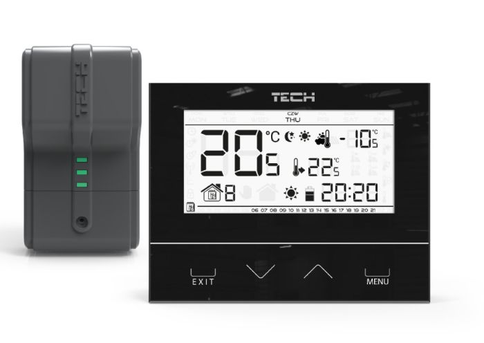 Regulator pokojowy dwustanowy bezprzewodowy TECH ST-292 v2 czarny  | WG110426
