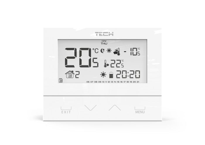 Regulator pokojowy dwustanowy przewodowy TECH ST-294 v3 biały | WG110431