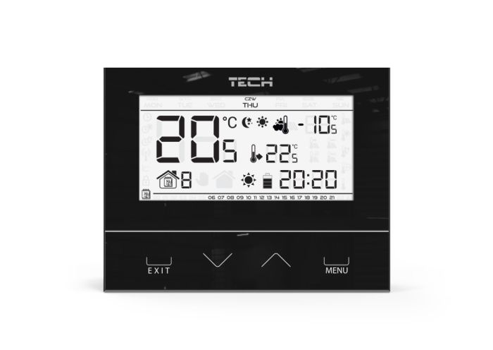 Regulator pokojowy dwustanowy przewodowy TECH ST-294 v3 czarny | WG110436