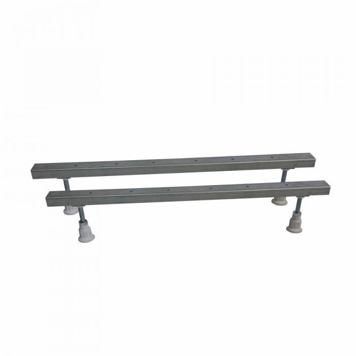 Stelaż metalowy do brodzików standardowych niskich zestaw składa się z kompletu dwóch szyn (60cm) oraz 4 nóżek o regulowanej wysokości 95-135 mm <nazwa_producenta>_|_L08